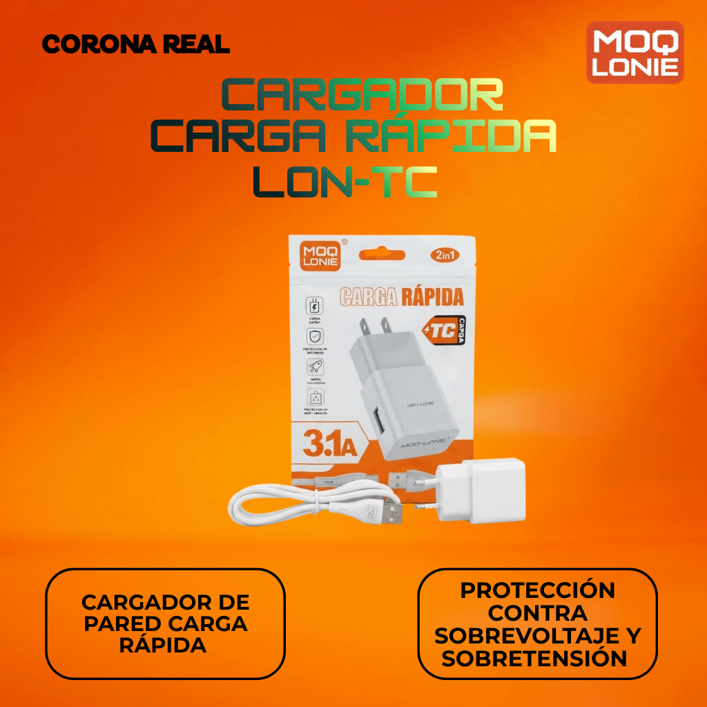 CARGADOR CARGA RÁPIDA MOQ LONIE Ref: LON-TC