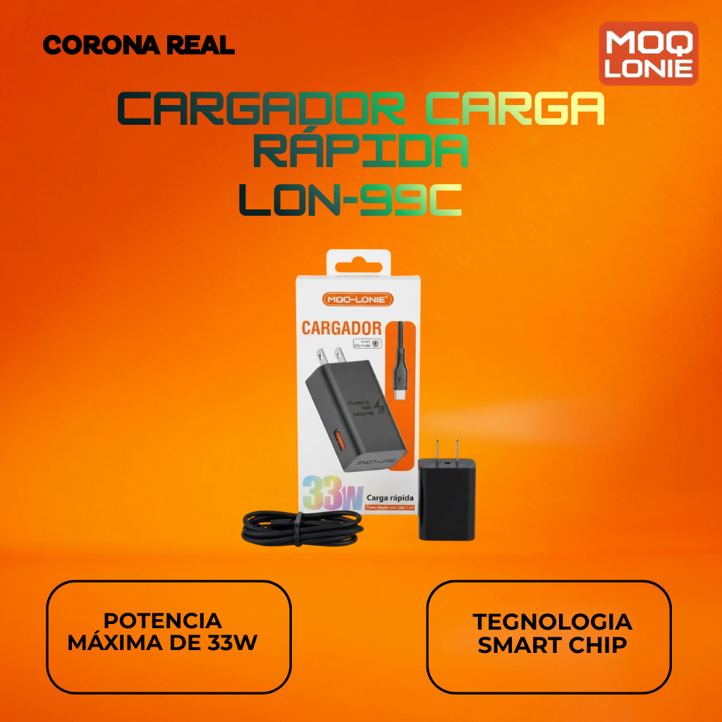 CARGADOR CARGA RÁPIDA MOQ LONIE Ref: LON-99C