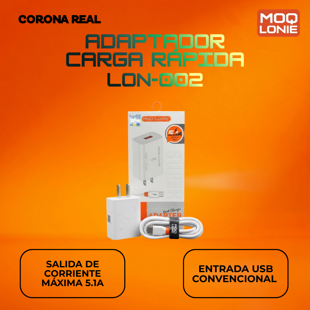 ADAPTADOR CARGA RÁPIDA MOQ LONIE Ref: LON-002