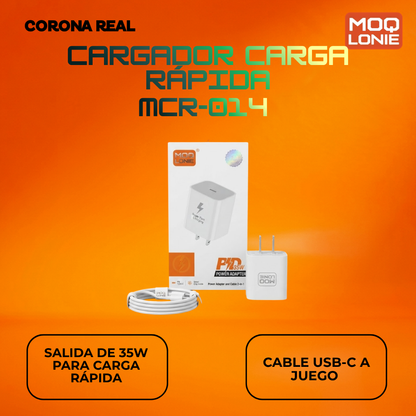 CARGADOR CARGA RÁPIDA MOQ LONIE Ref: MCR-014
