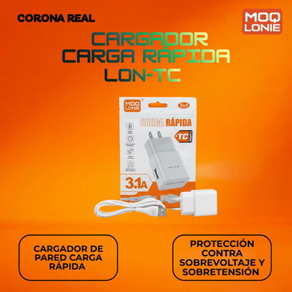 CARGADOR CARGA RÁPIDA MOQ LONIE Ref: LON-TC