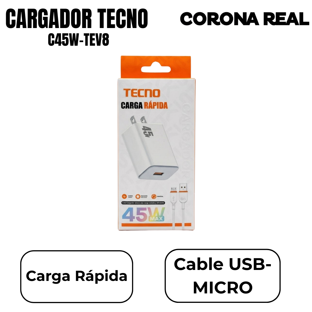 CARGADOR TECNO MICRO Ref: C45W-TEV8