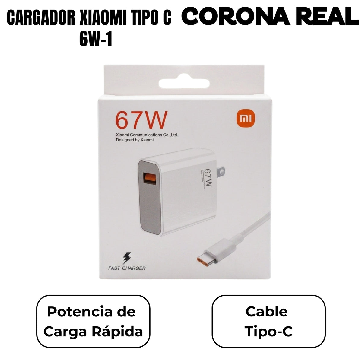CARGADOR XIAOMI TIPO C Ref: 67W-1