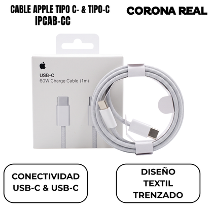 CABLE APPLE TIPO C- & TIPO-C Ref: IPCAB-CC