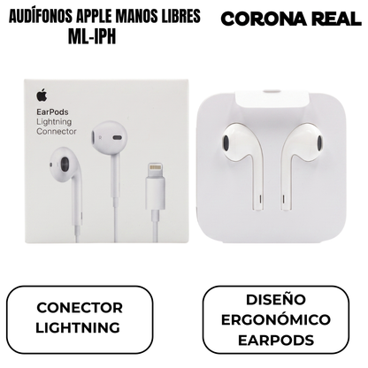 AUDÍFONOS APPLE MANOS LIBRES Ref: ML-IPH